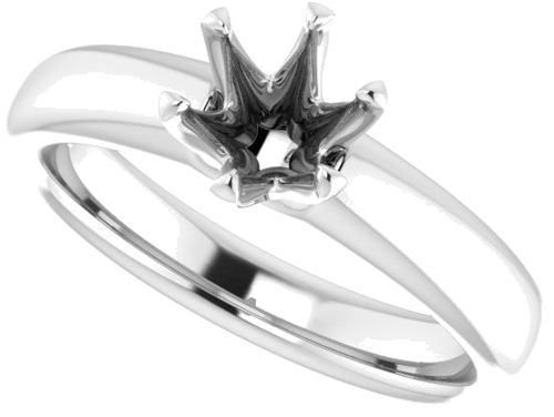 14K White 6 mm Round Engagement Ring Mounting (5)