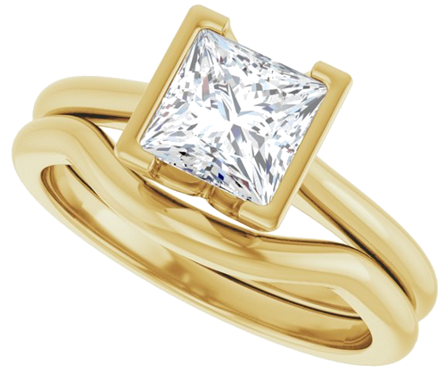 Sužadėtuvių Žiedas „Half Bezel Solitaire“ 585 Geltonojo Aukso Square 6mm (9)