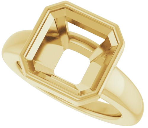 Sužadėtuvių Žiedas „Bezel-Set Solitaire“ 10k yellow gold Asscher 10mm (5)