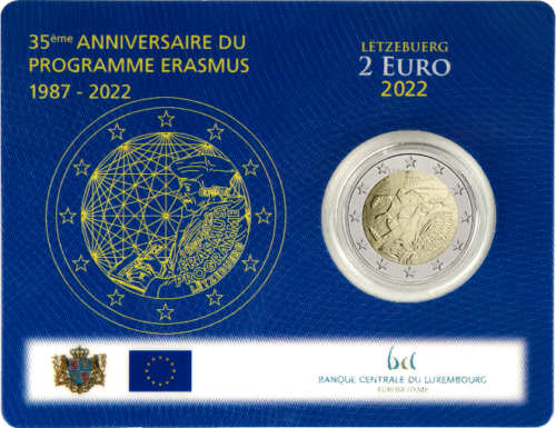 2022 Luxembourg Erasmus 35th 2 euro BU coin in card (1)