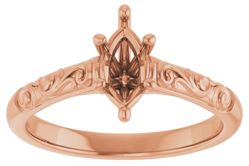 Sužadėtuvių Žiedas „Solitaire“ 10k rose gold Marquise 8mm x 4mm (3)