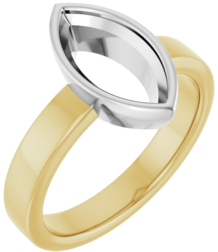 Sužadėtuvių Žiedas „Bezel-Set Solitaire“ 14k yellow/white gold Marquise 12mm x 6mm (1)