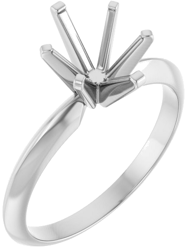 14K White 9x7 mm Oval 6-Prong Solitaire Engagement Ring Mounting (1)