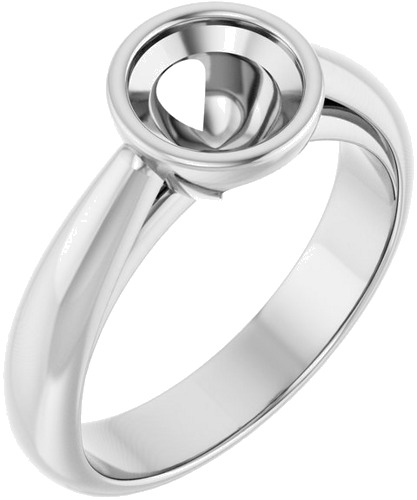Sužadėtuvių Žiedas „Bezel-Set Solitaire“ 14k white gold Round 6.5mm (1)