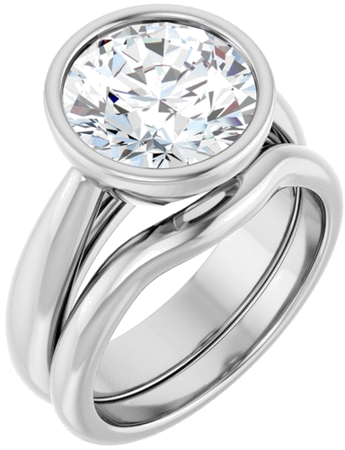 Sužadėtuvių Žiedas „Bezel-Set Solitaire“ 14k white gold Round 10mm (6)