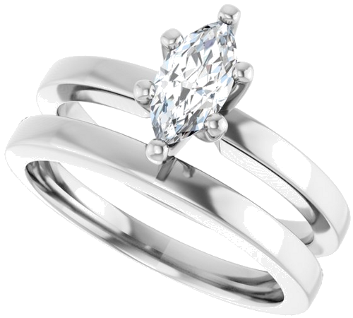 Sužadėtuvių Žiedas „Solitaire“ 585 Baltojo Aukso Marquise 8mm x 4mm (10)