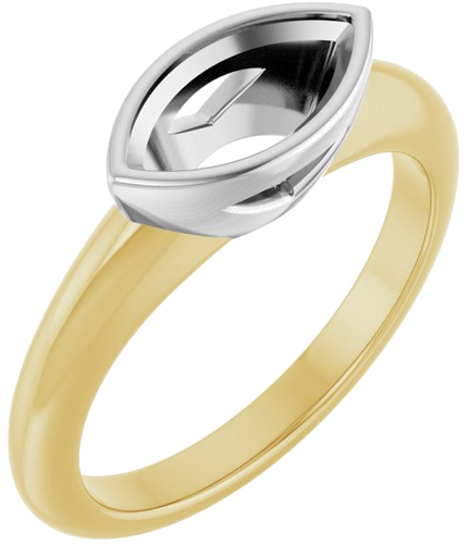 Sužadėtuvių Žiedas „Bezel-Set Solitaire“ 14k yellow/white gold Marquise 10mm x 5mm (1)