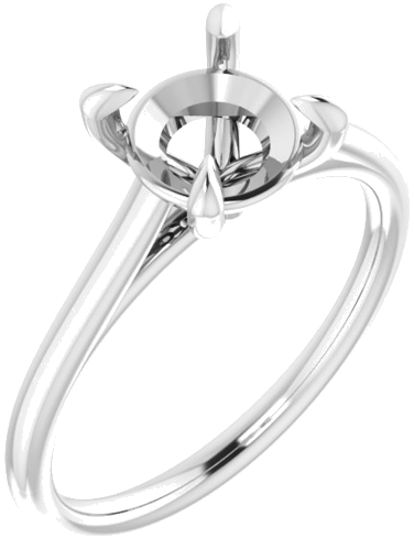 14K White  7.4 mm Round Solitaire Engagement Ring Mounting (1)