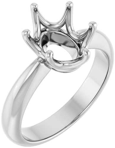 Sužadėtuvių Žiedas „Solitaire Crown-Inspired“ 14k white gold Oval 10mm x 8mm (1)