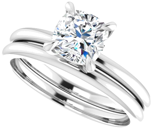 Sužadėtuvių Žiedas „Solitaire“ 585 Baltojo Aukso Cushion 6mm (10)