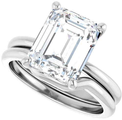 Sužadėtuvių Žiedas 14k white gold Emerald 10mm x 8mm (10)