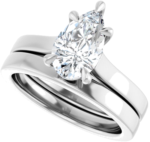 Sužadėtuvių Žiedas „Claw-Prong“ 14k white gold Pear 10mm x 6mm (10)