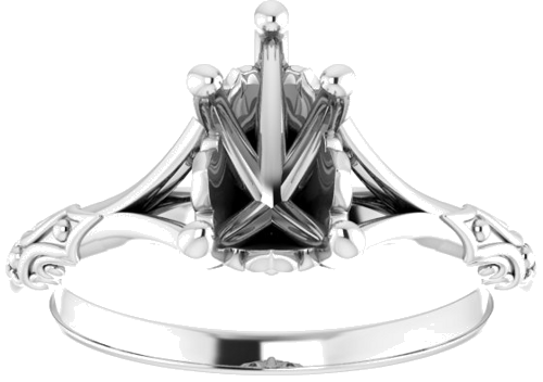 14K White 9x6 mm Pear Solitaire Engagement Ring Mounting (3)