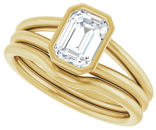 Sužadėtuvių Žiedas „Bezel-Set Solitaire“ 10k yellow gold Emerald 7mm x 5mm (10)