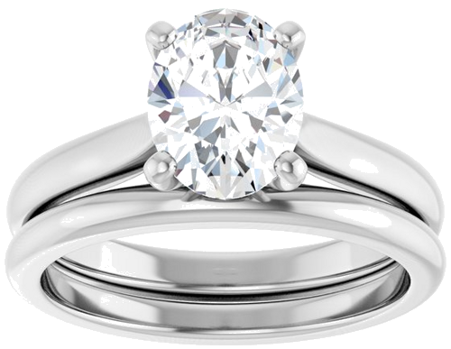 Sužadėtuvių Žiedas 14k white gold Oval 8.5mm x 6.5mm (8)