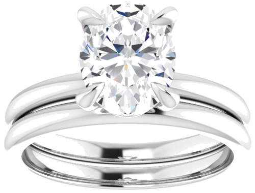 14K White  9x7 mm Oval Solitaire Engagement Ring Mounting (8)