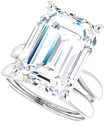 Sužadėtuvių Žiedas 14k white gold Emerald 15mm x 11mm (10)