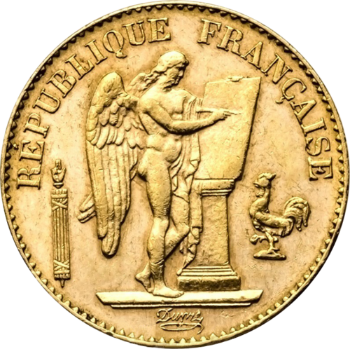 20 франка Гениус Златна монета на Френската империя от 1871-1898 г. (1)