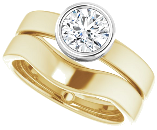 14K Yellow White 6 mm Round Solitaire Engagement Ring Mounting (10)