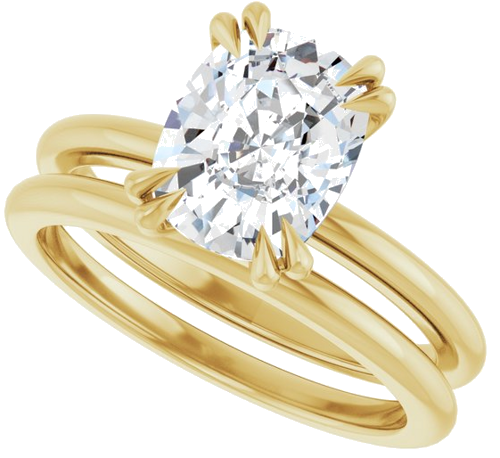 Sužadėtuvių Žiedas „Double Claw-Prong“ 14k yellow gold Elongated Cushion 9mm x 7mm (10)