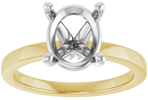 Sužadėtuvių Žiedas „Solitaire“ 14k yellow/white gold Oval 10mm x 8mm (3)