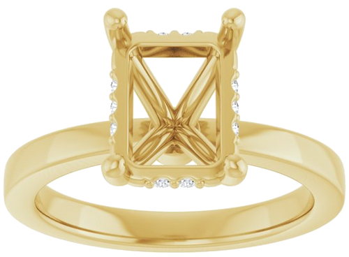 Sužadėtuvių Žiedas „Hidden Halo-Style“ 14k yellow gold Emerald 9mm x 7mm (3)