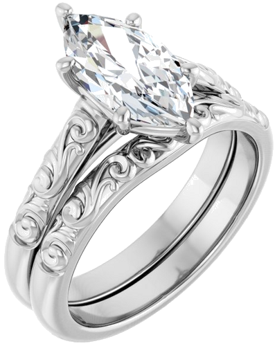 Sužadėtuvių Žiedas „Solitaire“ 14k white gold Marquise 12mm x 6mm (6)