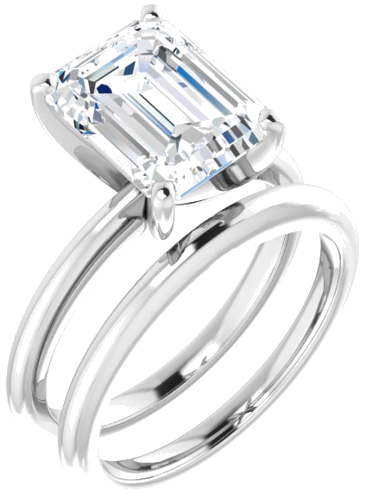 Sužadėtuvių Žiedas „Solitaire“ 950 Platinos Emerald 10mm x 8mm (6)