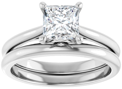 14K White 5.5 mm Square Solitaire Engagement Ring Mounting (8)