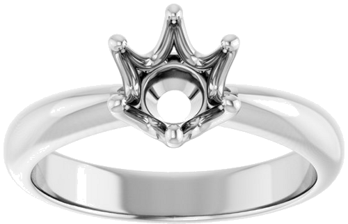 Sužadėtuvių Žiedas „Solitaire Crown-Inspired“ 14k white gold Round 6.5mm (3)