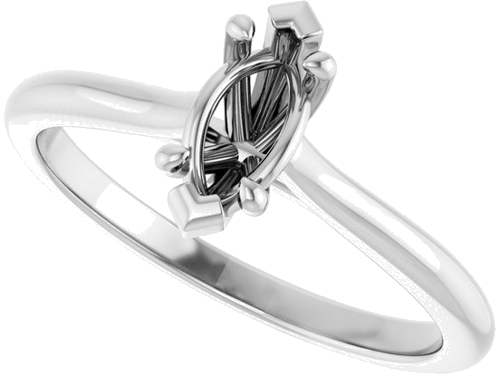 14K White 8x4 mm Marquise V-Prong Engagement Ring Mounting (5)