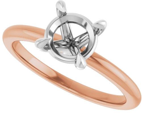 Sužadėtuvių Žiedas 585 Baltojo Ir Rožinis Aukso Round 7mm (5)