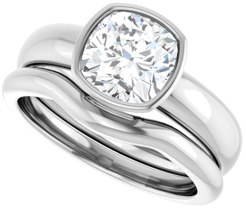 Sužadėtuvių Žiedas „Bezel-Set Solitaire“ 14k white gold Cushion 7mm (10)