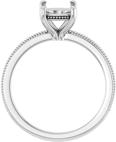Sužadėtuvių Žiedas „Solitaire Milgrain“ 14k white gold Elongated Cushion 9mm x 7mm (2)