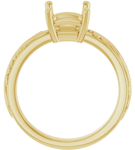 Sužadėtuvių Žiedas „Solitaire Sculptural“ 14k yellow gold Emerald 9mm x 7mm (2)