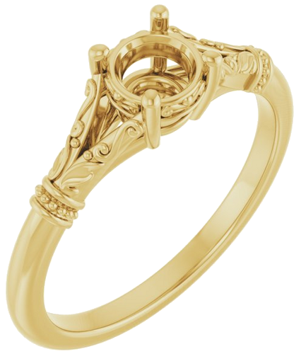 Sužadėtuvių Žiedas „Sculptural“ 14k yellow gold Round 5.2mm (1)