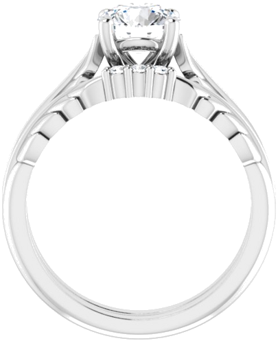 Sužadėtuvių Žiedas „Solitaire Leaf“ 14k white gold Round 6.5mm (7)