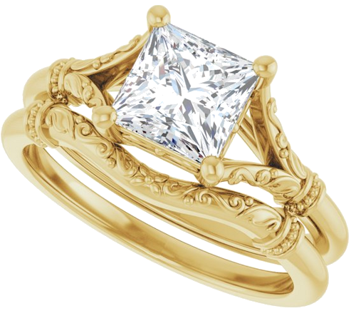 Sužadėtuvių Žiedas „Sculptural“ 14k yellow gold Square 6mm (10)