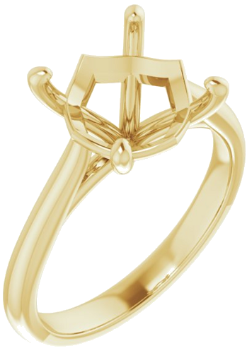14K Yellow 9 mm Cushion Solitaire Engagement Ring Mounting (1)