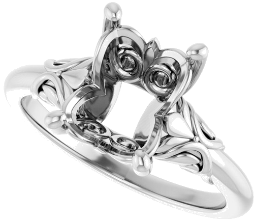 Sužadėtuvių Žiedas „Solitaire“ 14k white gold Emerald 9mm x 7mm (5)