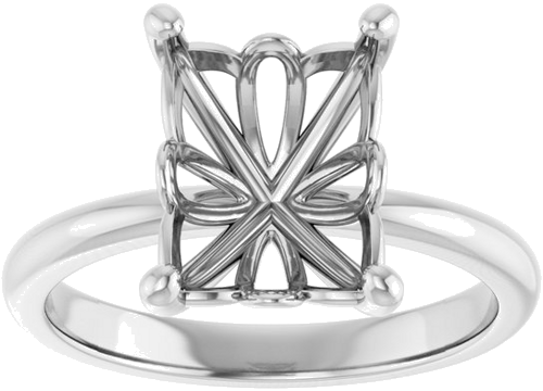 Sužadėtuvių Žiedas 14k white gold Emerald 10mm x 8mm (3)