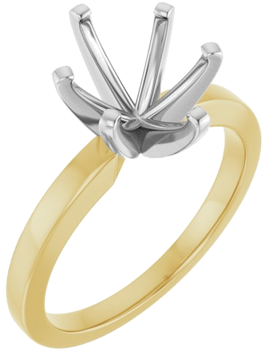 14K Yellow White 10x8 mm Oval Solitaire Engagement Ring Mounting (1)