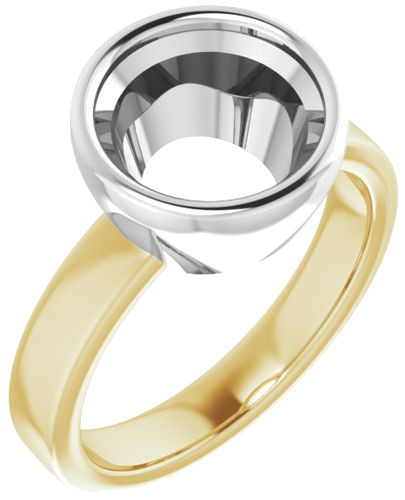 14K Yellow White 9.4 mm Round Solitaire Engagement Ring Mounting (1)