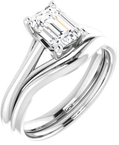 14K White 7x5 mm Emerald Solitaire Engagement Ring Mounting (6)