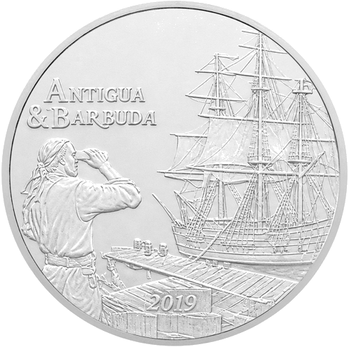 1 oz Karibų piratai 2019 Rytų Karibai sidabrinė moneta (1)