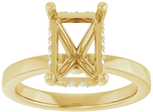 Sužadėtuvių Žiedas „Hidden Halo-Style“ 14k yellow gold Emerald 10mm x 7mm (3)