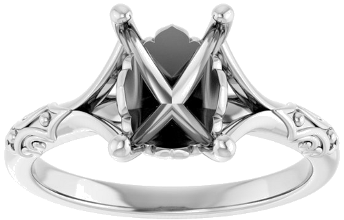 Sužadėtuvių Žiedas „Solitaire Sculptural“ 14k white gold Emerald 8mm x 6mm (3)