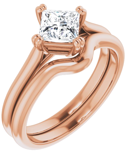 Sužadėtuvių Žiedas „Double Claw-Prong Solitaire“ 10k rose gold Square 5mm (6)