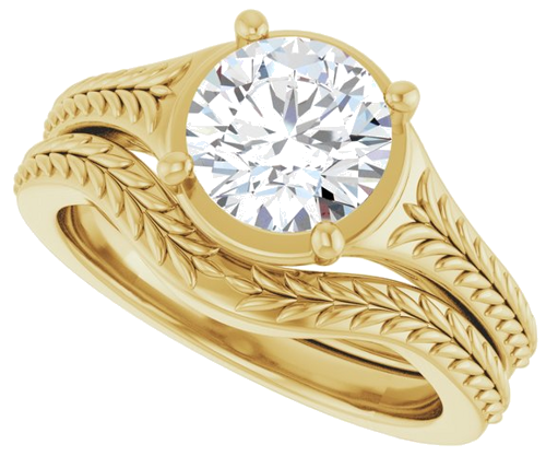 Sužadėtuvių Žiedas „Solitaire“ 10k yellow gold Round 7.4mm (10)