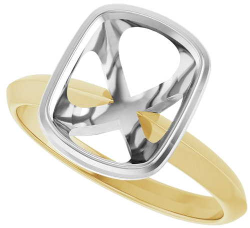Sužadėtuvių Žiedas „Bezel-Set Solitaire“ 14k yellow/white gold Elongated Cushion 10mm x 8mm (5)